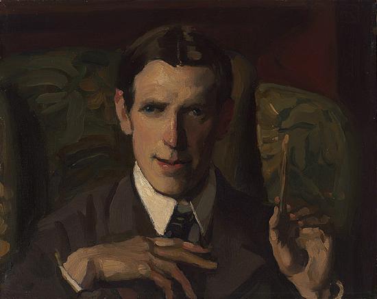Hugh Ramsay Self-portrait, bust showing hands oil painting image